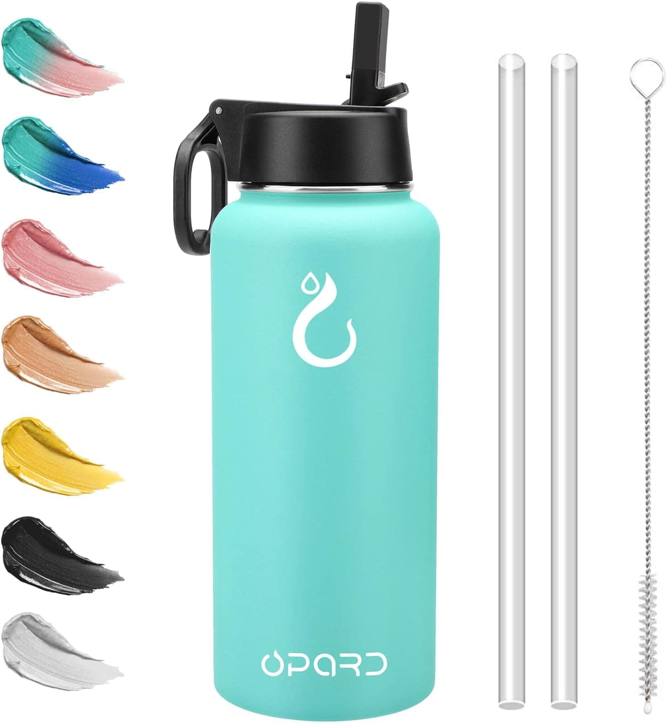 Opard Stainless Steel Water Bottle, 32 oz Vacuum Insulated Double Walled Leak Proof Sports Water Bottle with Straw for Gym Travel Camping
