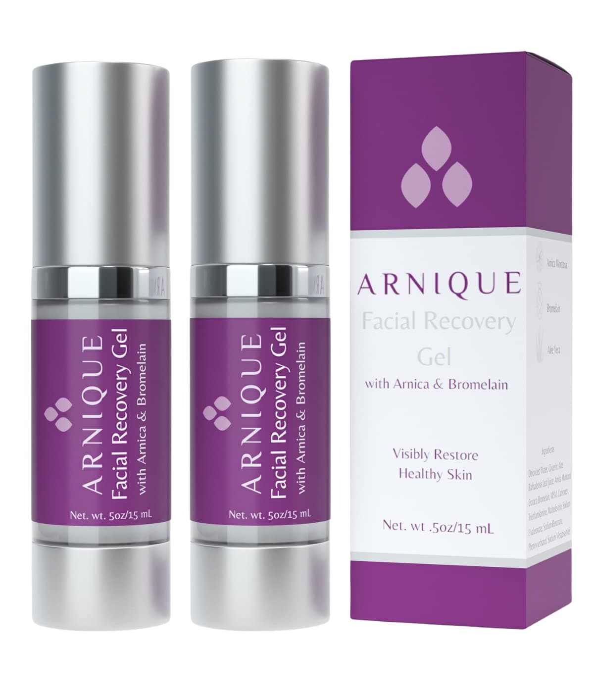 Arnique Facial Recovery Gel Two Pack Larger quantity, 30 mL total for Red, Bruised, Swollen Skin After Cosmetic Procedures and Tox Treatments
