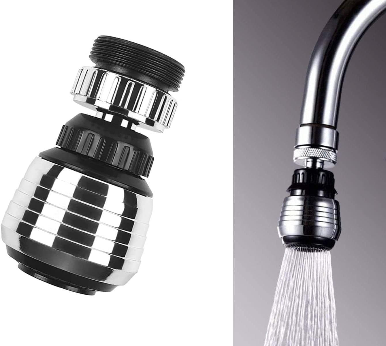 Kitchen Faucet Head,360 Rotate Swivel Water Saving Tap Aerator ,Rotatable Water Bubbler Kitchen Tap,Sprayer Head Faucet Sprayer Attachment with 2 Modes,for Kitchen Bathroom(1 Pcs) (1)
