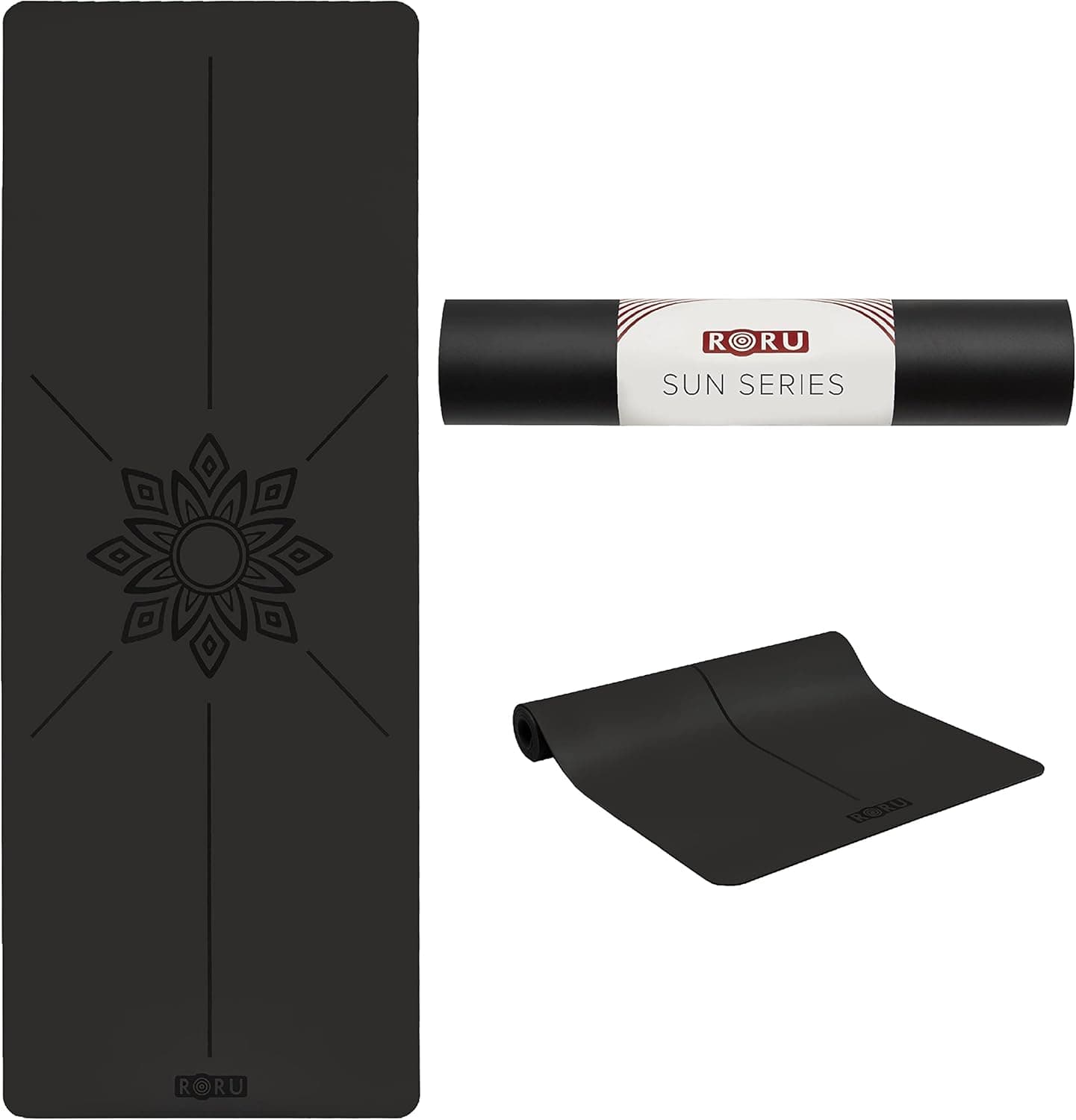 RORU Concept Sun Series Yoga Mat Thick Non Slip, 5 mm (0.2 inches), Large and Wide 72 x 27 inch, Rubber Yoga Mat Non Slip, Workout Exercise Mat for Pilates, for Women and Men, Durable