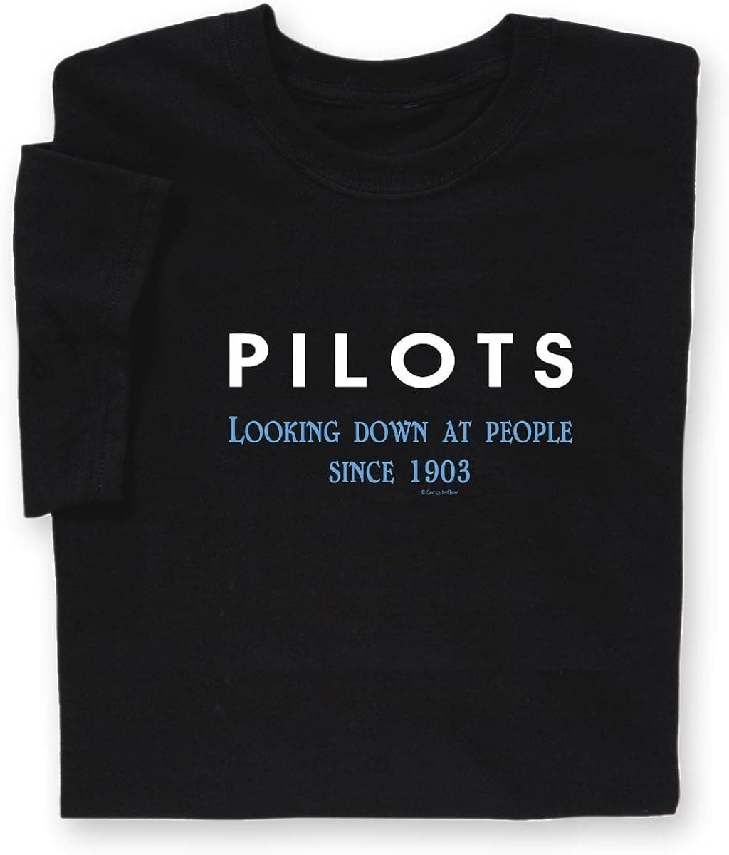 ComputerGear Funny Pilots Looking Down Tshirt Gifts Aviation Flying Airplane Men
