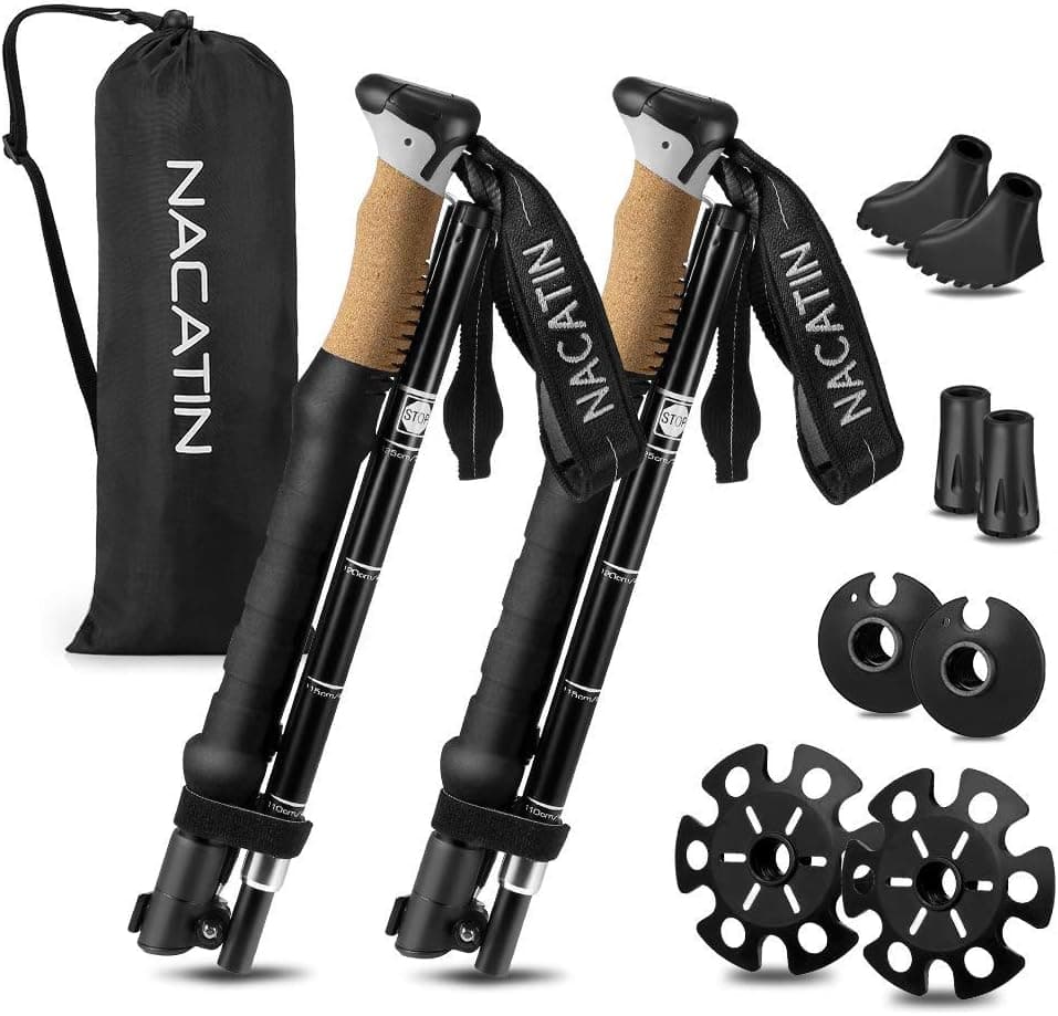 Trekking Poles Collapsible Hiking Poles,2 Pack Aluminum Alloy 7075 Backpacking Walking Sticks ,Antishock and Quick Lock System, Telescopic, Collapsible, Ultralight for Hiking, Camping