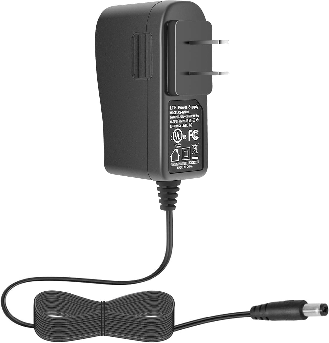 Hiseeu 12V 1A Power Supply, AC 100-240V to DC 12V 1A 1000mA Power Adapter, 5.5 x 2.1mm, 10 Feet Power Cord, FCC, Power Supply for Security Cameras, Routers, LED Strip Lights, Home Appliances, Scanner