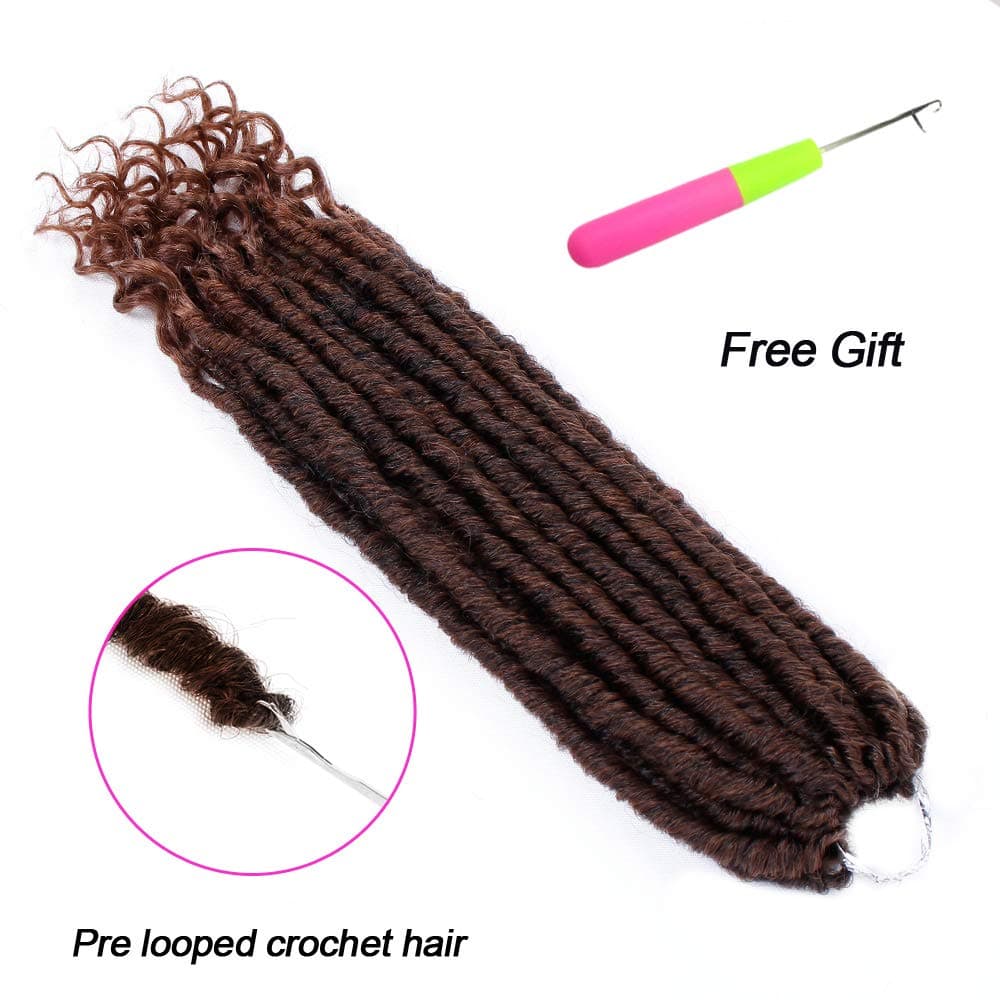 Gx Beauty 16 Inch Straight Goddess Locs Crochet Hair Faux Locs Crochet Hair 3Packs Braiding Hair Extensions (#T30)