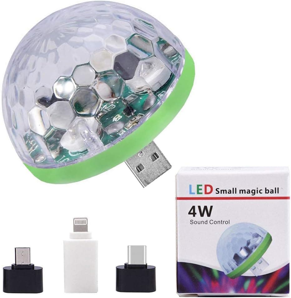 USB Disco Lights Mini Led Ball Sound Control DJ Stage Light Colorful Strobe RGB Lamp for Christmas/Brithday/Wedding/Club/Karaoke Decorations, Suitable for Mobile Phones,Christmas Gifts