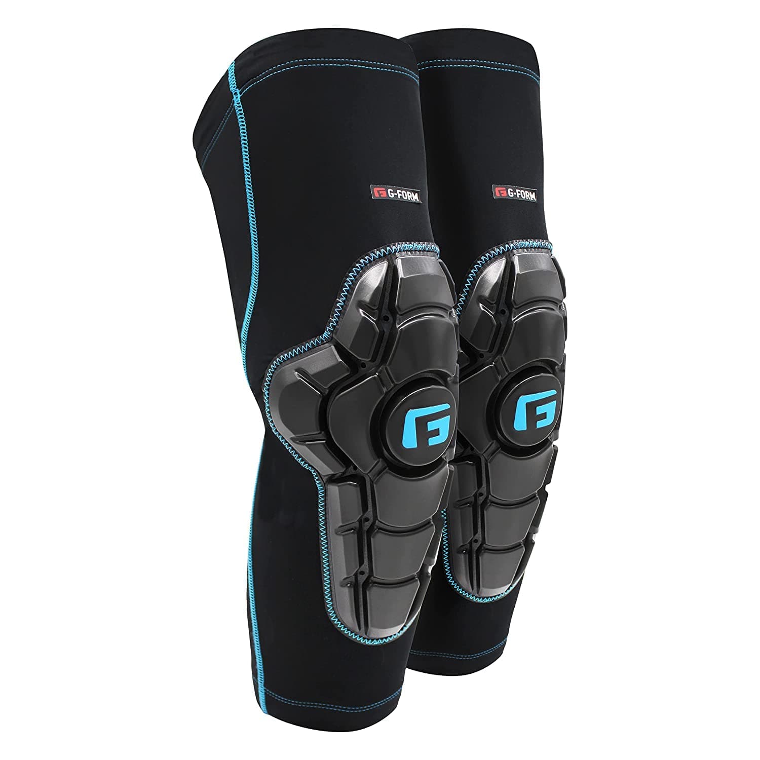G-Form Pro-X2 Mountain Bike Knee Pads - Knee Compression Sleeve for Men & Women - Black/Turquoise/Black, Adult Large