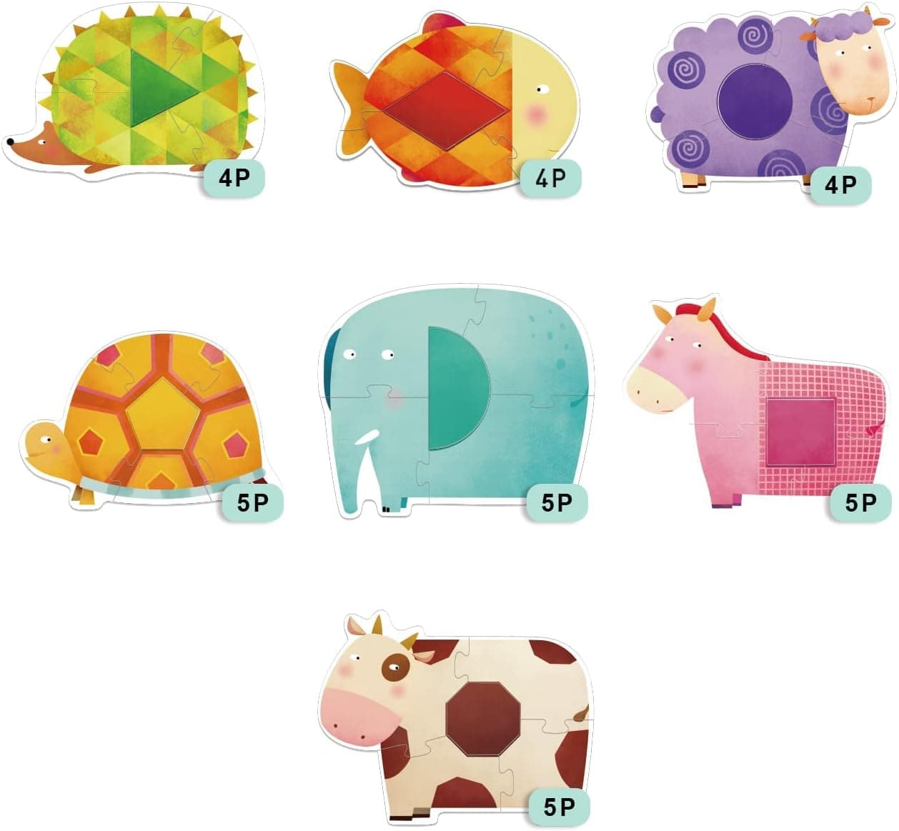 Mideer Jigsaw Puzzle for Kids Ages 2, 3, 4, 5, 6 Year Old, 7-in-1 Animals Puzzles for Beginner Toddler, Gifts & Preschool Learning Toys for Ages 3-6 (32 PCS, 7 Puzzles)