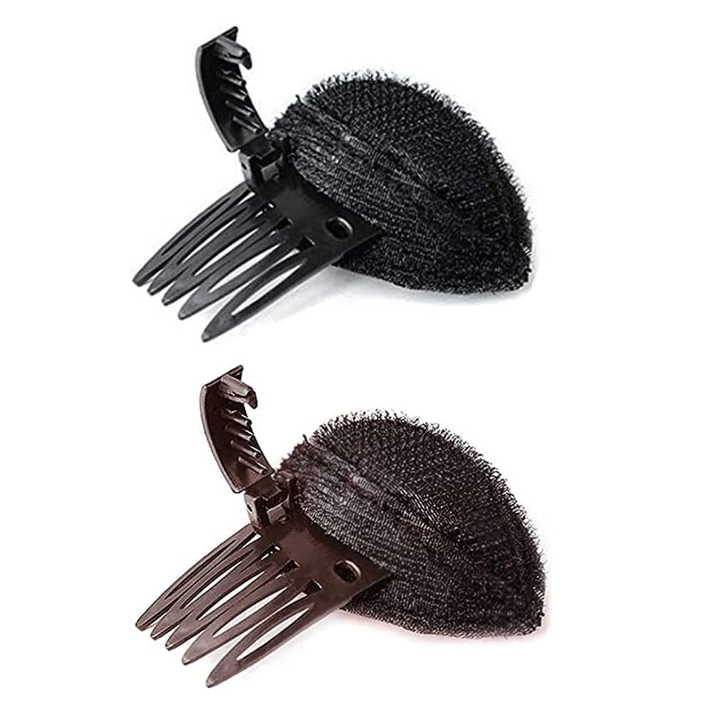 MOKALYNN 2Pcs Invisible Fluffy Hair Pad for Women, Perfect Puff Hair Head Cushion Sponge Clip Front Hair Base for Women Girls Hair Accessories (Black & Brown), 2 Count (Pack of 1)