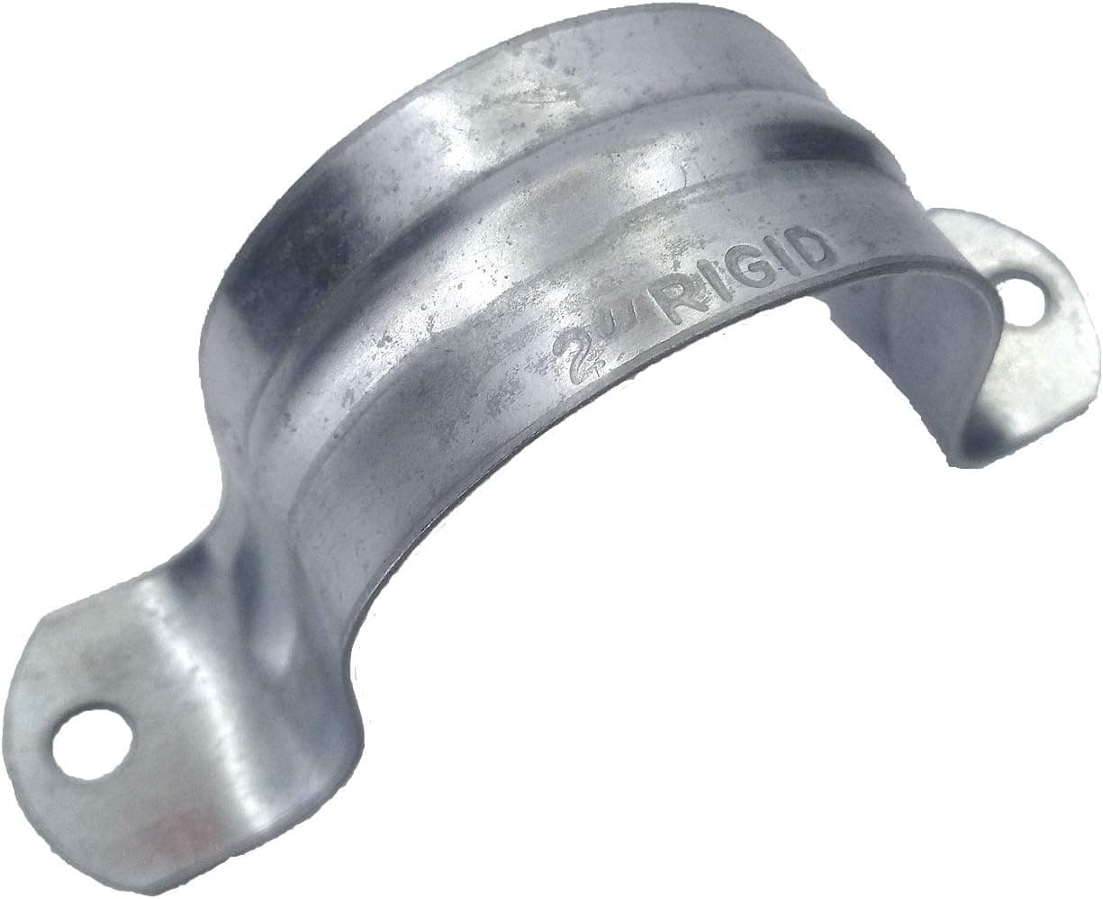 Rigid Pipe Strap Clamp Hanger, 2 Holes, Galvanized or PVC Pipes, IMC Conduit (5, 2 Inch)