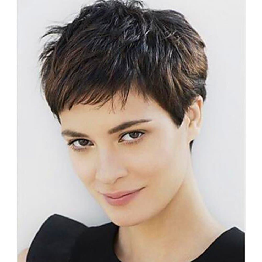 Short Brown Cute Pixie Wigs for Women Natural Color Short Layered Syntheic Hair Ladies Wig