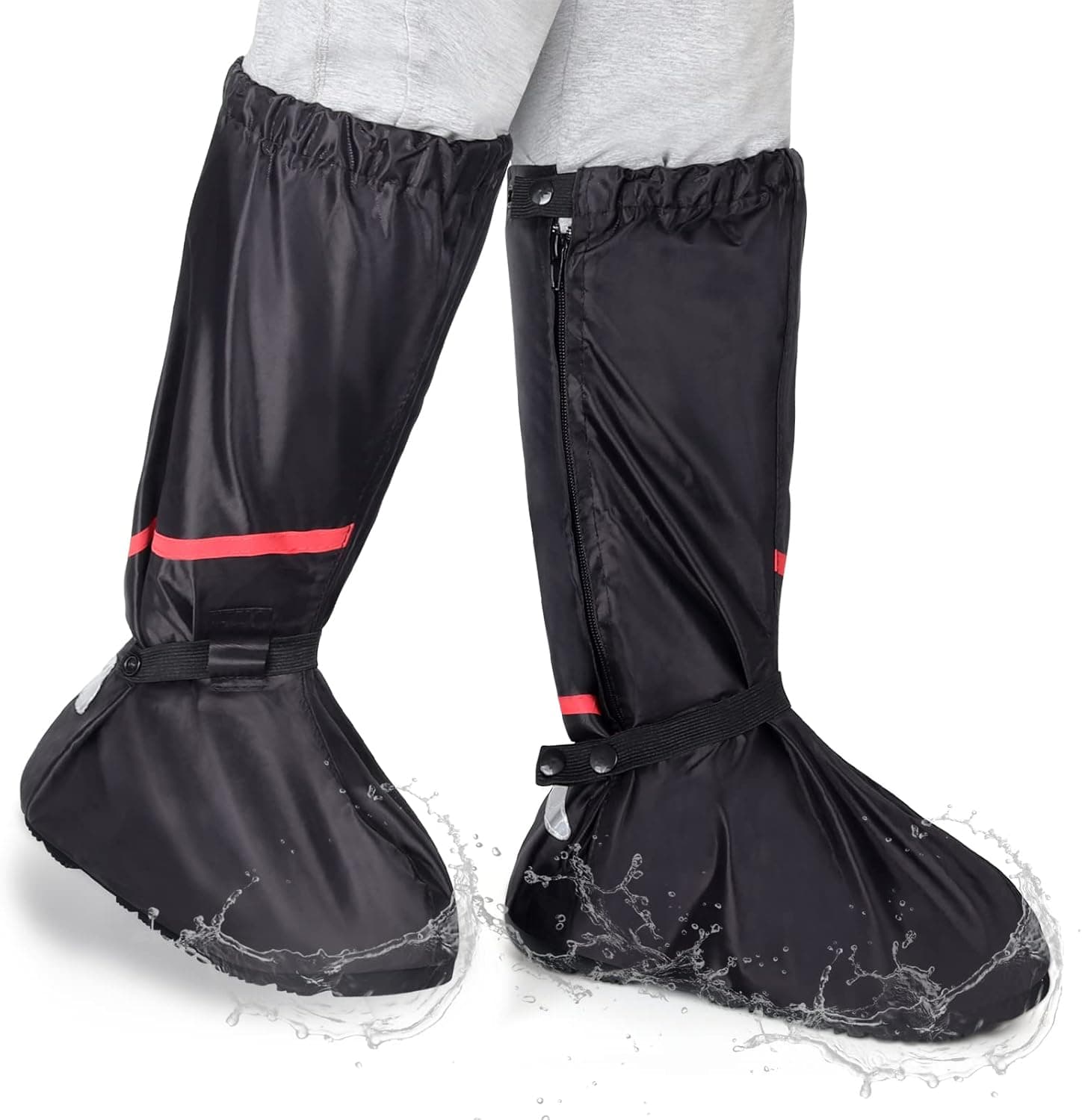 HEKEDES Waterproof Shoe Covers(Thickened), Reusable & Foldable Rain Boot Shoe Cover with Zipper, Non-Slip, Rain Gear for Men Women