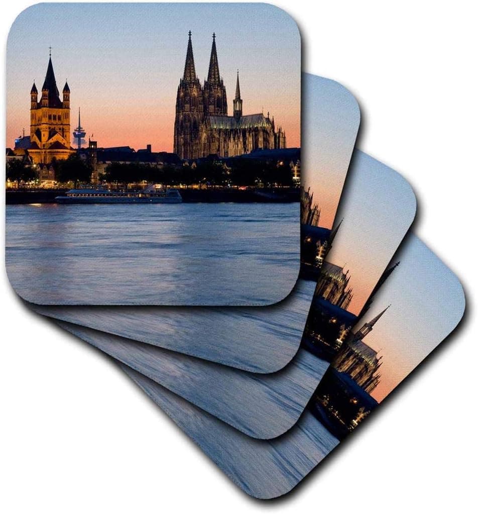 3dRose Cologne skyline, Rhine, Gross St Marin, Dom, Germany - EU10 DBN0038 - David Barnes - Soft Coasters, set of 4