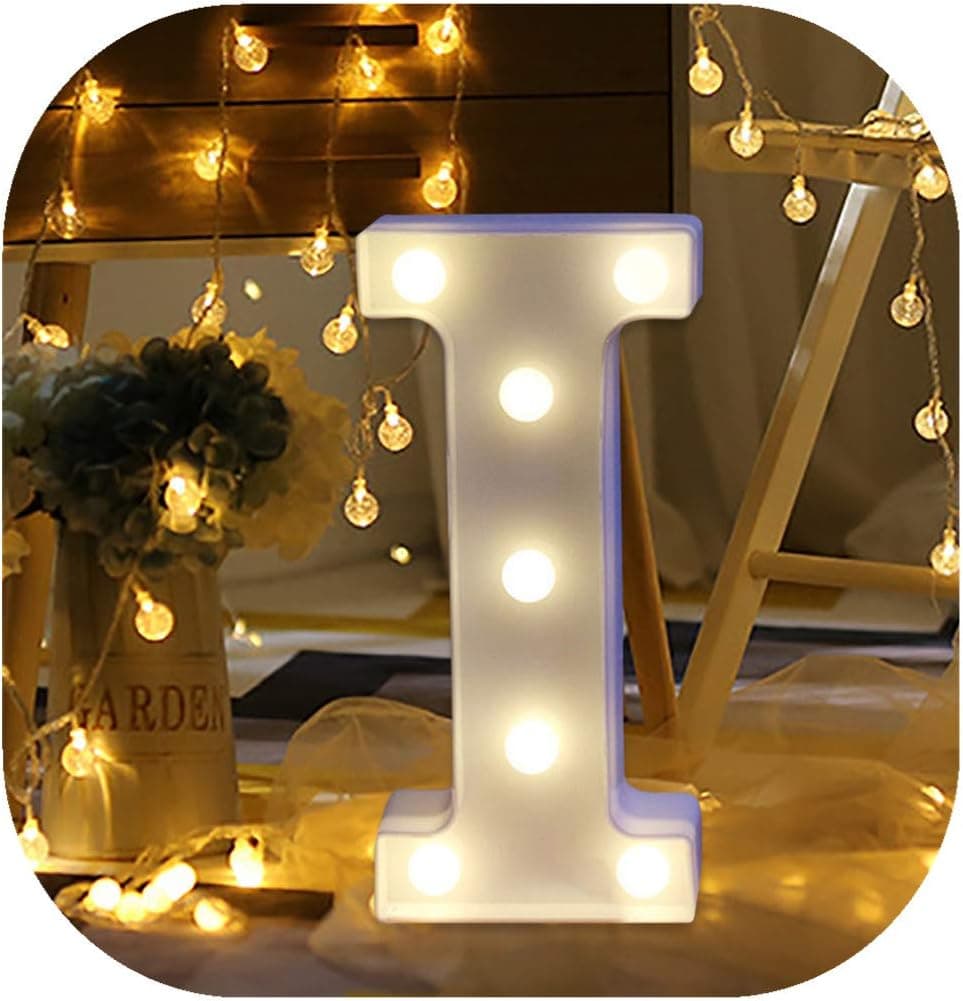 Hot Sale Letter Lights,Keepfit Light Up White Plastic Standing/Hanging Alphabet/Number Light Decorative Lights Signs for Home Party (I, 8.7"x7.1"x1.8")