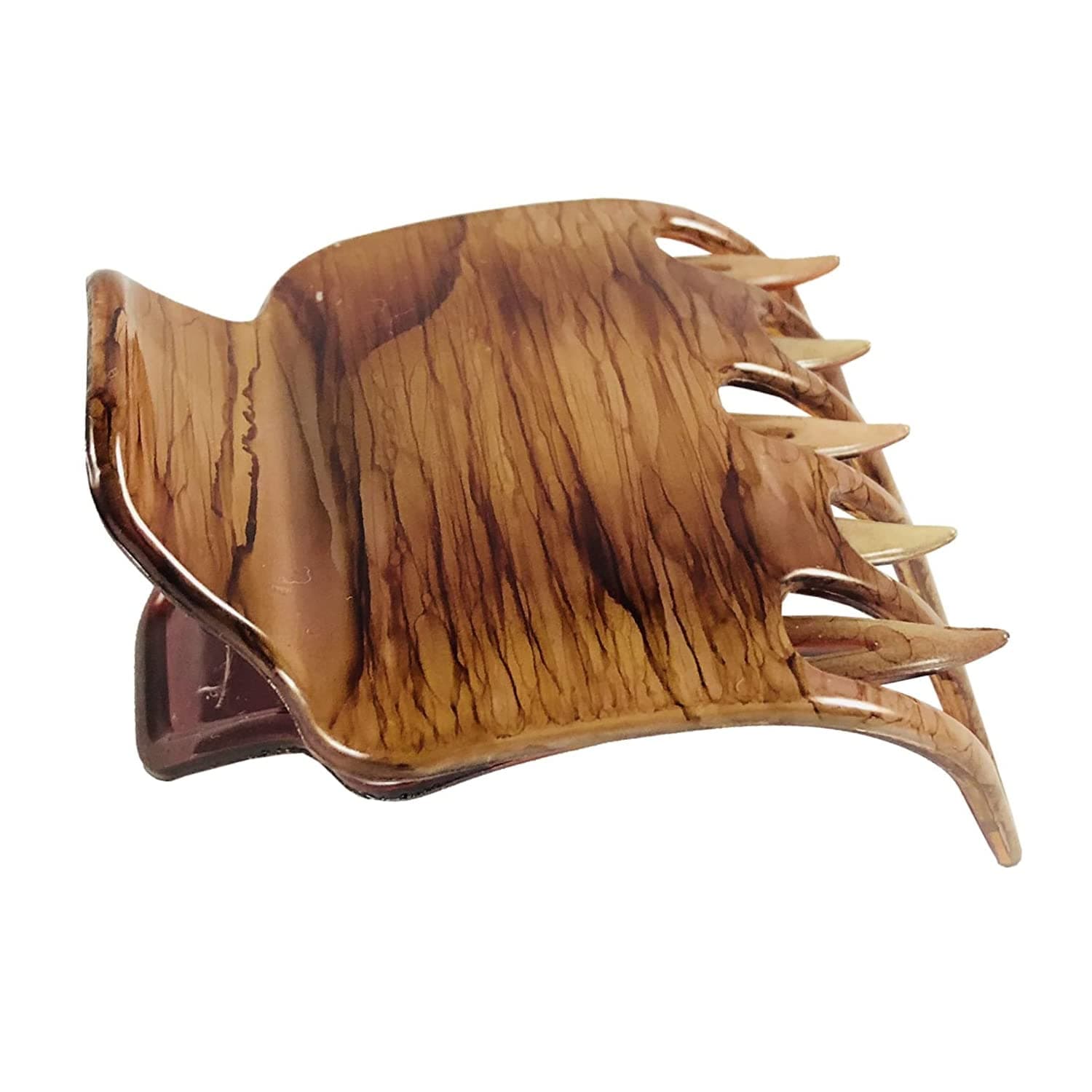 Parcelona French Paw Brown Streaks Wide Side Slide In Jaw Yoga Hair Claw Clip (Brown Streaks)