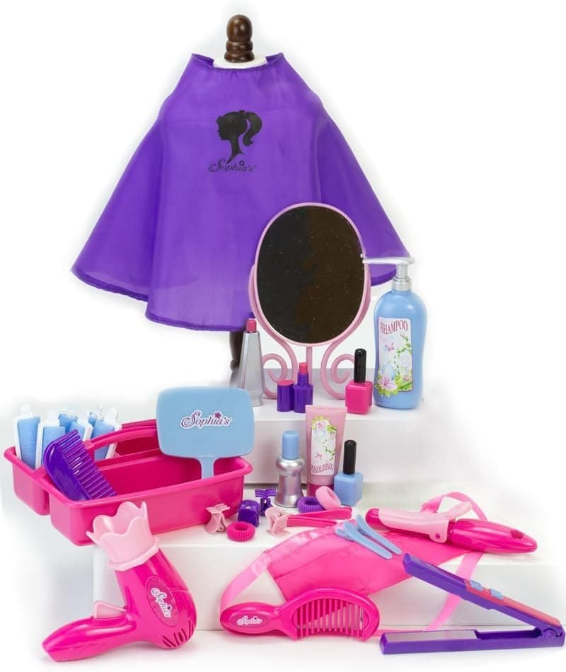 Sophia's Hair Salon Set for Dolls with Hair Clips, Curling Irons, Mirrors, Shampoos and Much More (34-Piece)