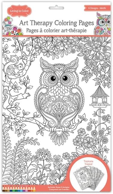 Living In Color Art Therapy Coloring Pages 11.8in x 8.2in, 6 Designs, Single pages to easily frame your masterpiece, Tropicana