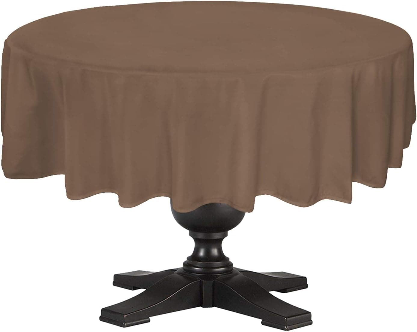 Easy-Going Round Waterproof Tablecloths R90 inch Camel Spillproof Fabric Tablecloth, Decorative Fabric Table Cover, Great for Buffet Table, Parties, Holiday Dinner, Wedding & More