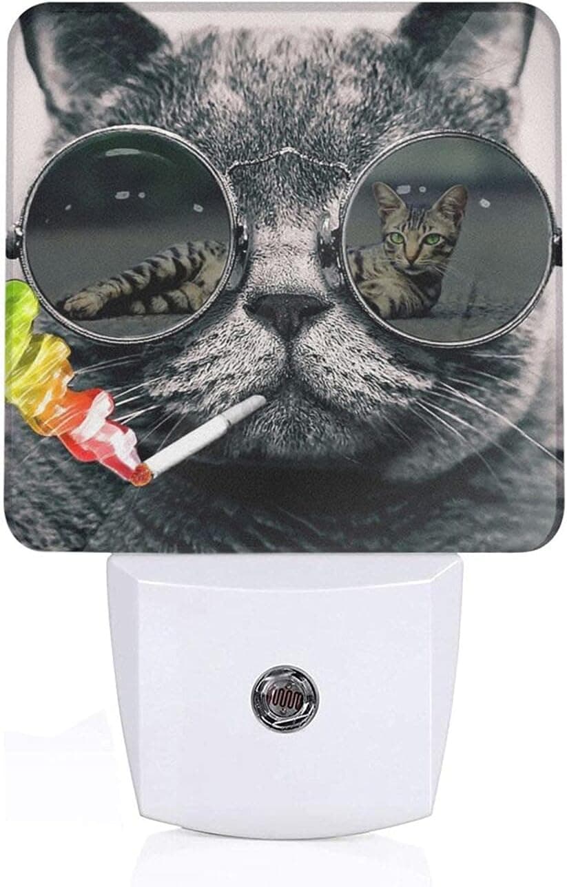OVPSZFYO Cool Cat Night Lights Plug-in Wall LED Nightlight with Dusk to Dawn Sensor for Toilet Bedroom Bathroom Kitchen Hallway Stairs Lamp