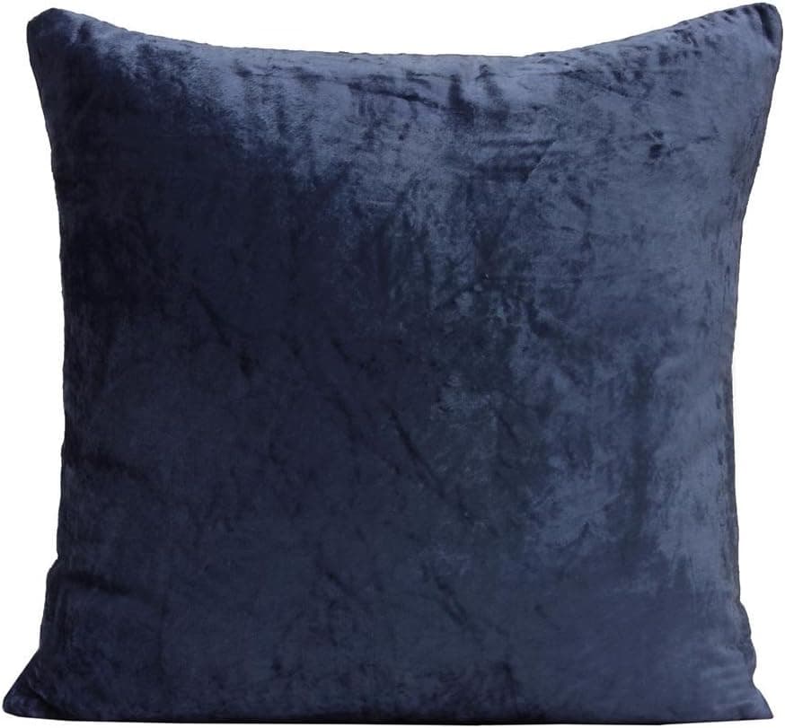 The White Petals- Blue Velvet Decorative Pillow Cover (1 Pillowcase, 18x18 inch, Blue, Soft Cotton Velvet)