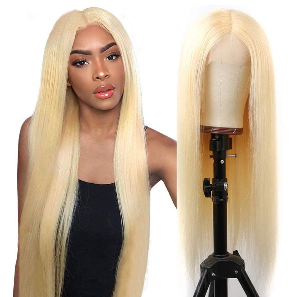 613 Blonde Lace Front Human Hair Wigs T Part Straight Lace Front Wigs with Baby Hair 9A Brazilian Straight Blonde Human Hair Wigs for Black Women
