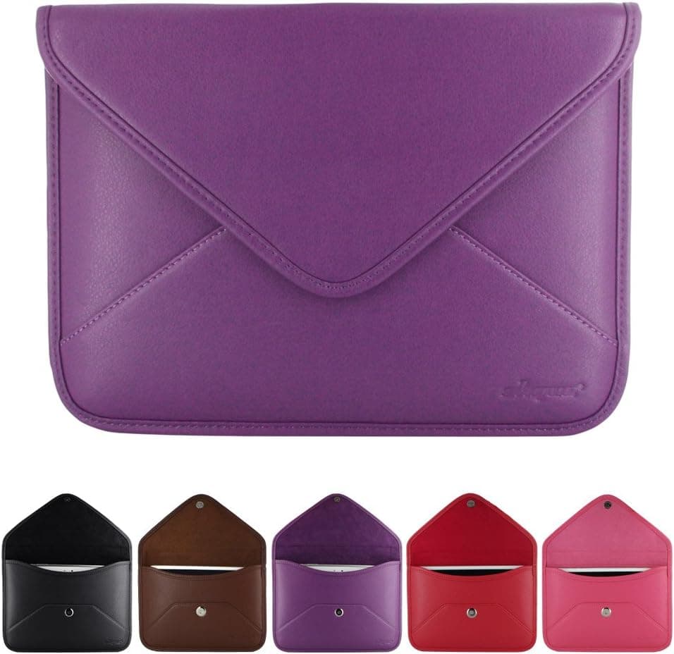 Skque? Branded envelope Style Leather Sleeve Case for 10 Inch Tablets, Purple