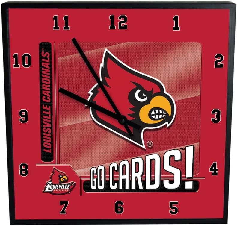 The Memory Company (COL-LOU-1740) NCAA University of Louisville Go Team! 12" Square Clock, One Size, Multicolor