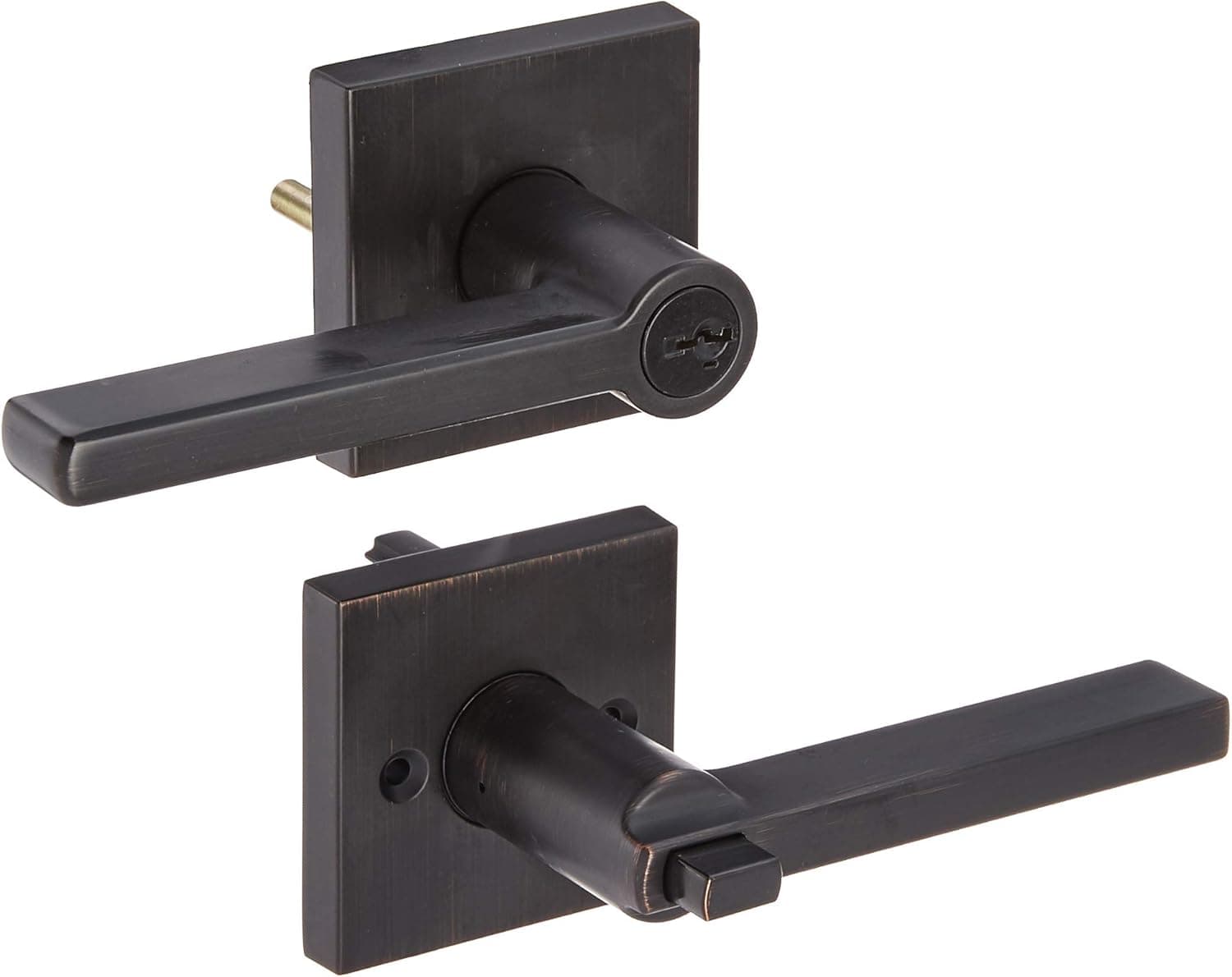 Kwikset 156HFLSQT-11PS Halifax Square Entry Door Lock Smart Key Venetian Bronze Finish