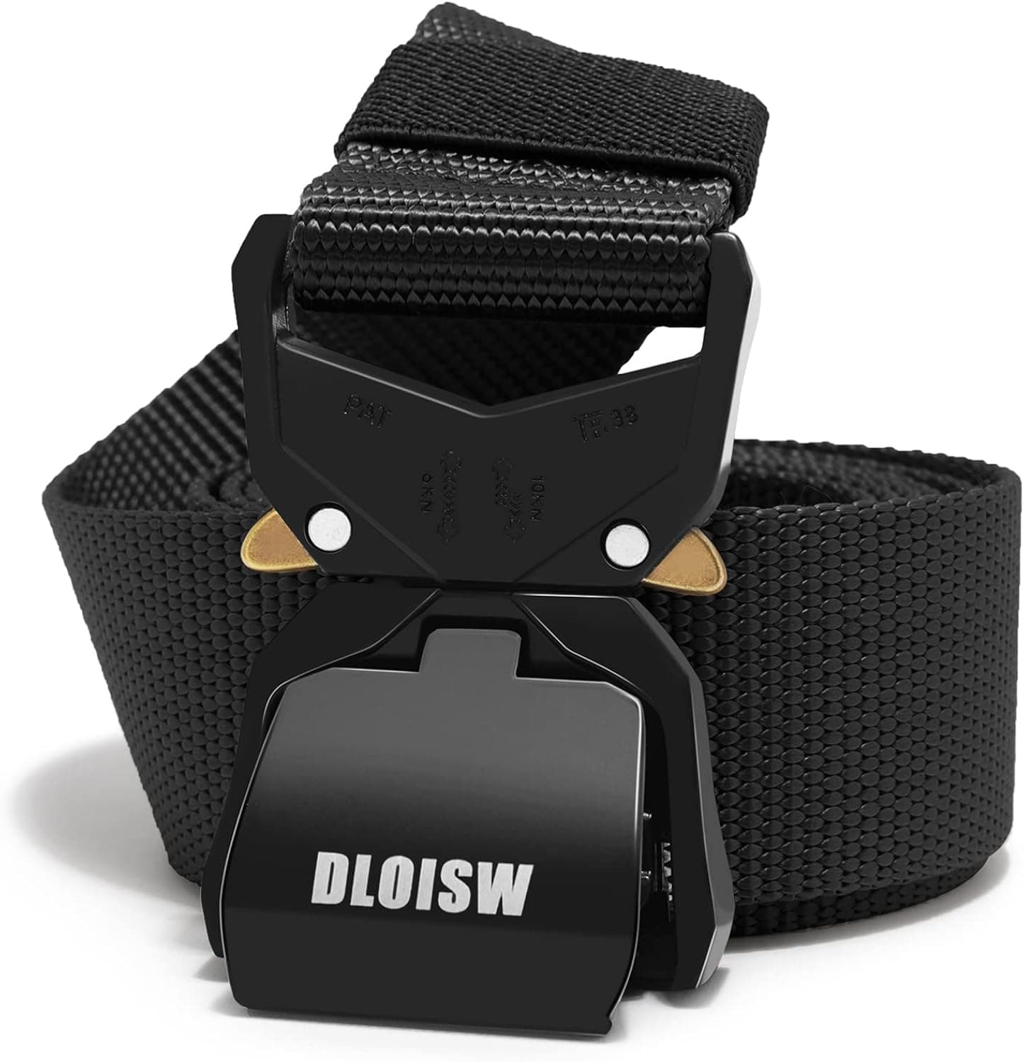 DLOISW Tactical belt, Military Hiking Nylon Work Belt, Metal Heavy Quick Release Buckle Outdoor Men's Belt