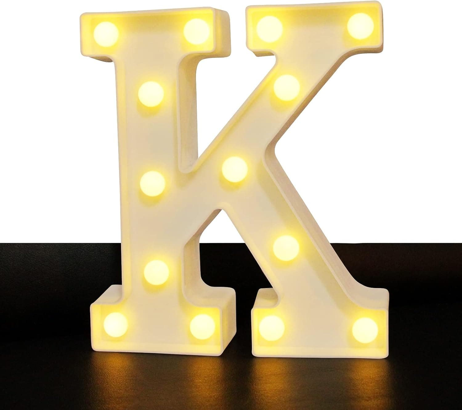 LED Marquee Letter Lights Sign,Warm White LED Lamp,Light up 26 Alphabet for Living Room, Bedroom Table & Wall,Home Bar,Christmas Decoration-Letter K