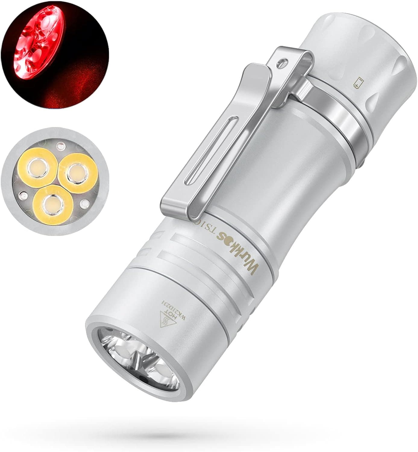 wurkkos TS10 Mini Flashlight Max 1400 Lumen, Pocket Flashlight 90CRI 3CSP LEDs&3 Single Color Aux LEDs, Small Flashlight IPX8 Waterproof, Anduril 2.0 Flashlight (Without Charger)