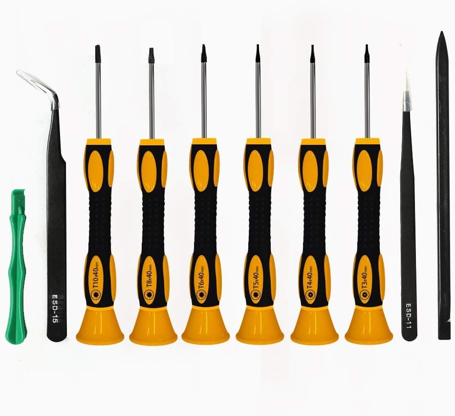 10 in 1 Torx Magnetic Screwdriver Repair Kit for Xbox,PS4,Macbook,Computer,Ring Doorbell,knives with T3 T4 T5 T6 T8 T10 Security Torx Bit and ESD Tweezers