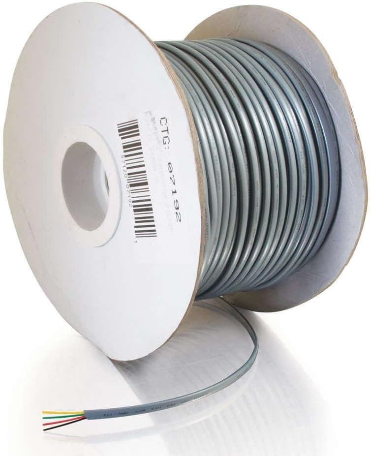 C2G 07192 28 AWG 4-Conductor Silver Satin Modular Flat Telephone Cable Reel, Silver Jacket (500 Feet, 152.4 Meters)
