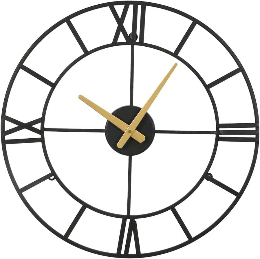 Wall Clocks Large Decorative, Big Oversized 18 Inches Round Silent Battery Operated Metal Clock for Home Living Room Kitchen