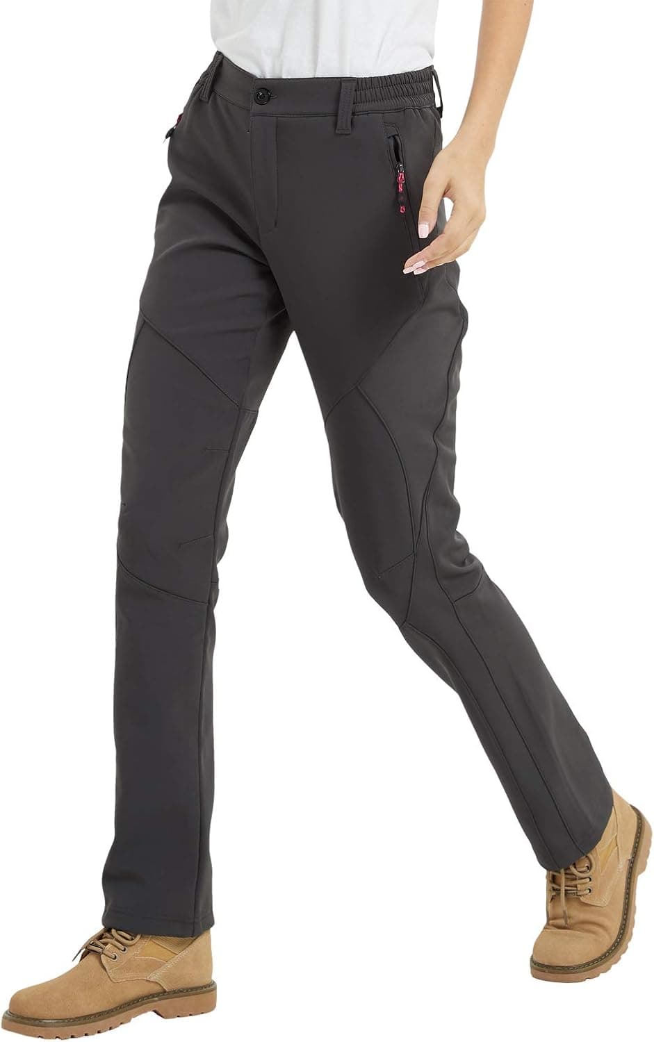 JOMLUN Women's Softshell Pants Fleece Lined Hiking Insulated Outdoor Ski Pants Waterproof Warm Trouser Winter