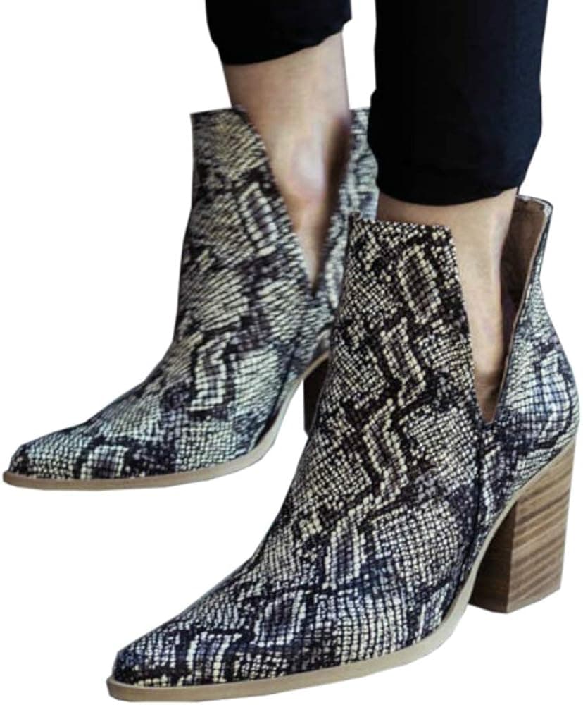 LAICIGO Womens Cutout Chelsea Ankle Boots Slip on Closed Toe Stacked Chunky Block Heel Booties