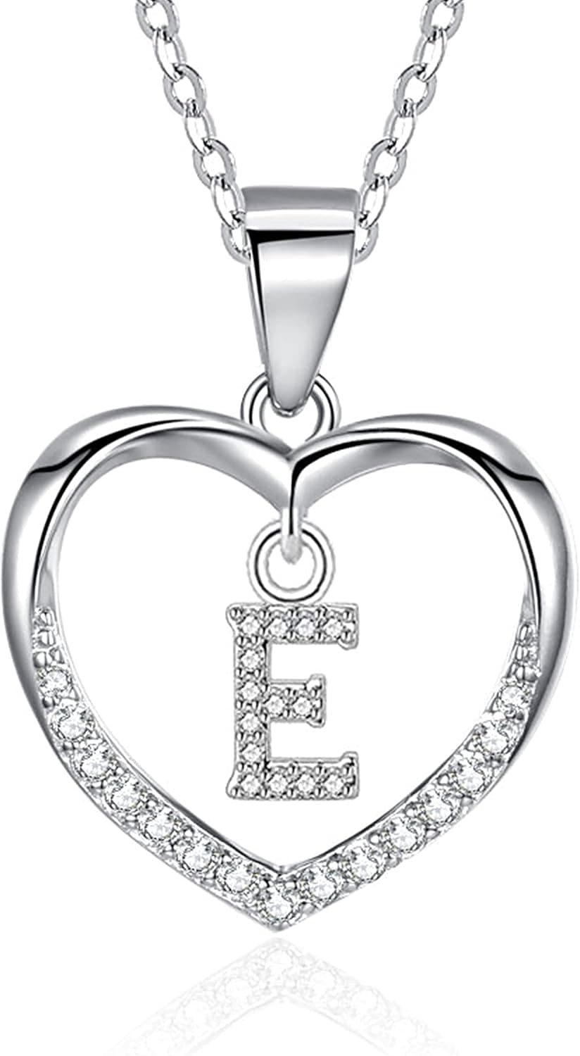 ITS4YEO 925 Sterling Silver Infinity Heart Pendant Initial Necklaces Silver Necklace Zircon Pendant Necklaces for Women Jewelry Gift for Women Wife Girls Her Valentines Gift