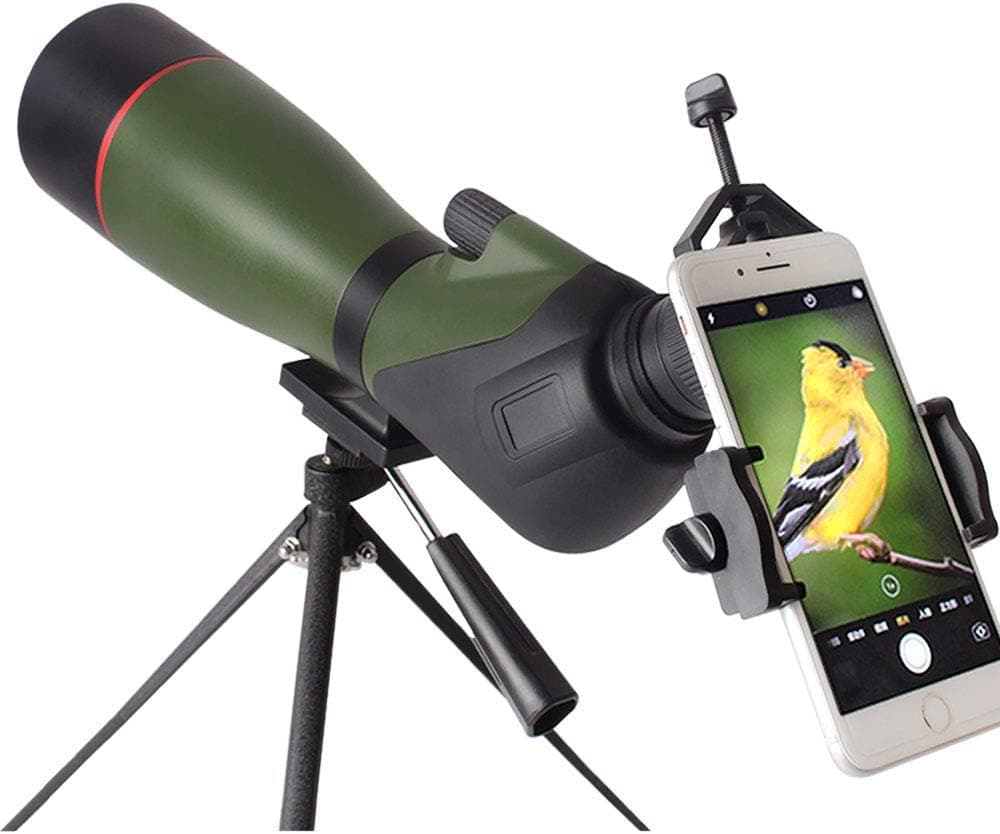 DTF 20-60x80 Spotting Scope with Tripod, Waterproof Spotter Scope for Target Shooting, Birding Scopes with 45 Degree Angled Eyepiece, Carrying Case and Phone Adapter Included