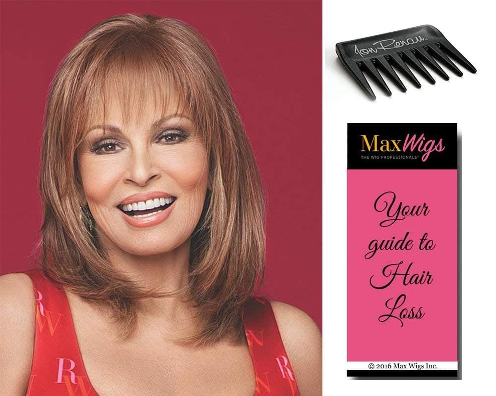 Top Billing Topper Color RL14/22SS SHADED WHEAT - Raquel Welch Wigs Heat Friendly Synthetic Front Lace Monofilament Top Women's Volume Hairpiece Bundle with Wig Comb, MaxWigs Hairloss Booklet