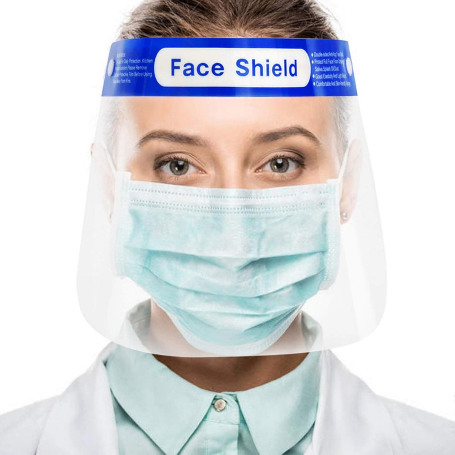 10 Pcs Safety Face Shield Anti Fog Adjustable Clear Full Face Mask Shields Visor Lightweight Reusable Plastic Transparent Mouth Protection Chin for Men Women