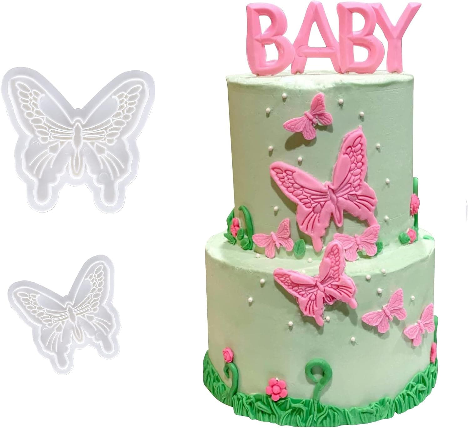 Joinor 2 Pcs Butterfly Cake Mold Sugarcraft Fondant Cookie Cutters Decorating Kit