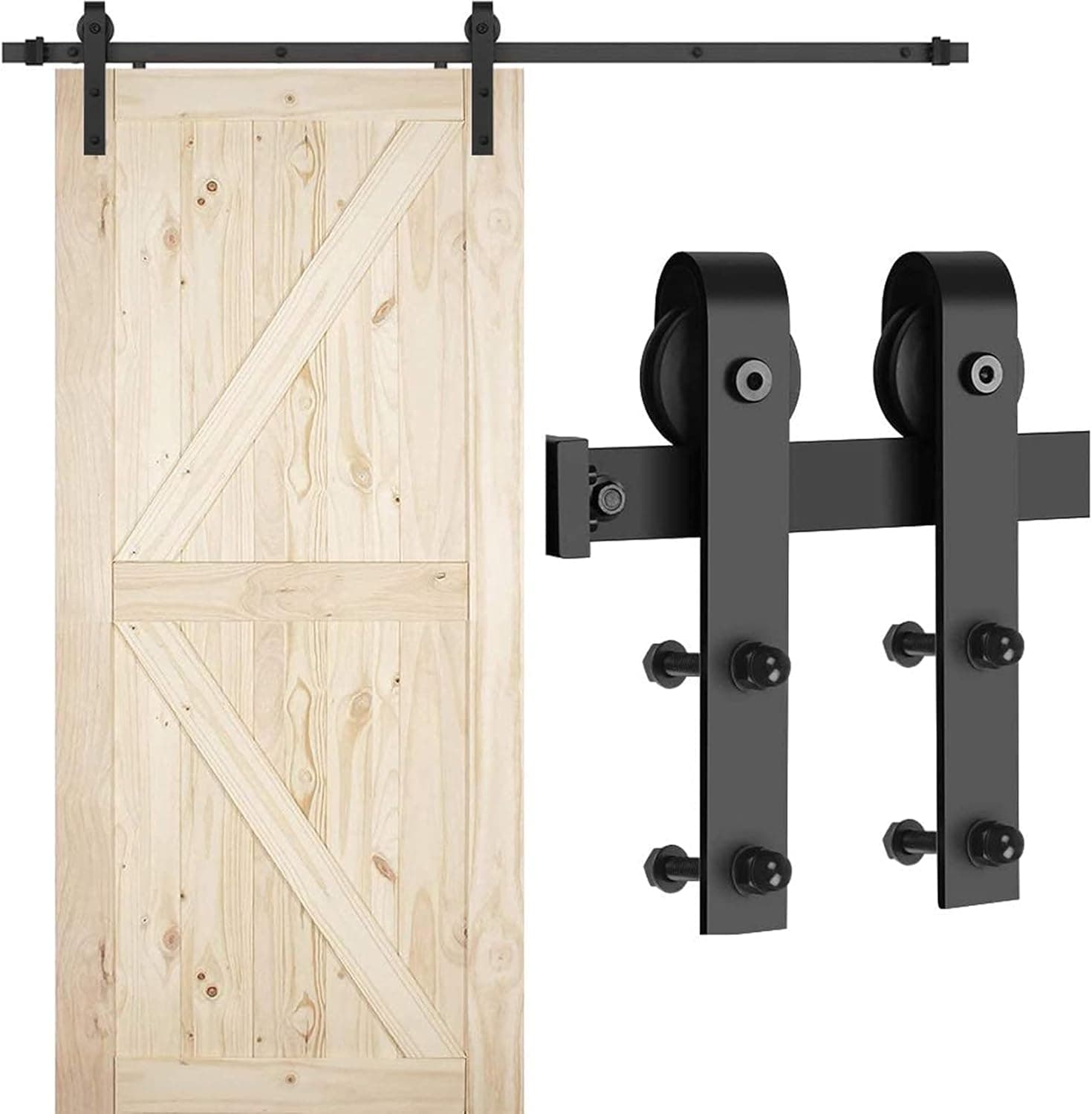 Dedoot Sliding Barn Door Hardware Kit, 6.6ft Sliding Door Track with Hanging Wheels Fit 36"-40" Wide Door Panel for Farmhouse, Kitchen
