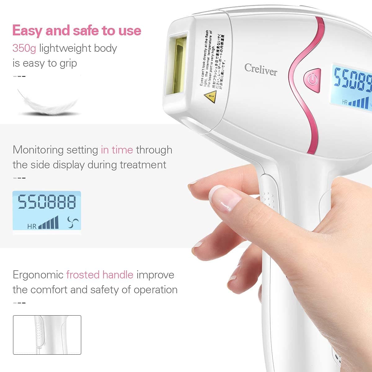 Creliver IPL Hair Removal Device with Accessories for Home, Car, Traval Use