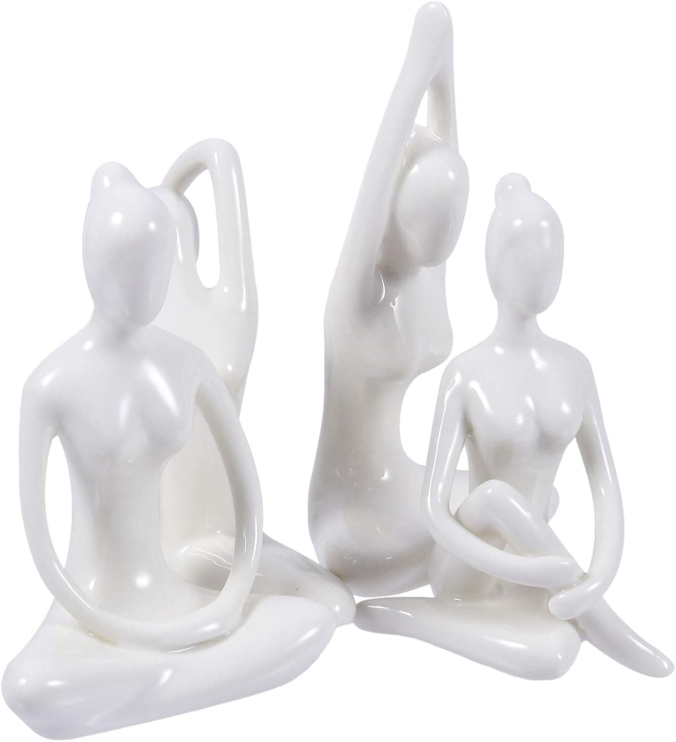 BESPORTBLE 4pcs Ceramic Yoga Lady Figurine Porcelain Women Sculptures Statues Collectible Art Piece Tabletop Decorations Gifts for Office Home (Mixed Style)