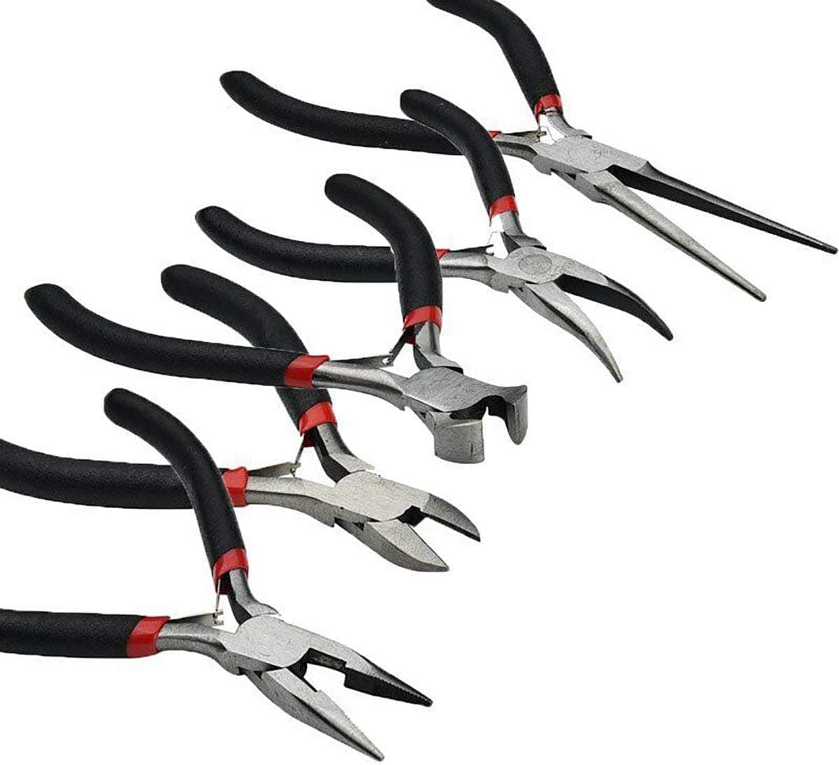 Jewelry Pliers (Set of 5),Includes Round Nose Pliers,Bent Nose Pliers,Snipe Nose Pliers,End Cutting Pliers,Wire Side Cutters,Soft Comfort Grip Handles,Ideal for Jewelry Making,Crafts and Home