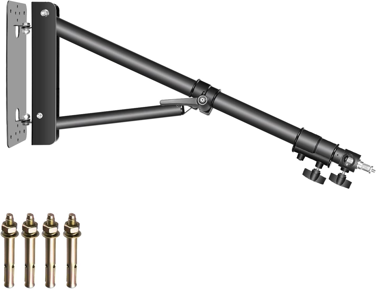Neewer Triangle Wall Mounting Boom Arm for Photography Studio Video Strobe Lights Monolights Softboxes Umbrellas Reflectors,180 Degree Flexible Rotation,Max Length 70.8 inches/180 centimeters (Black)