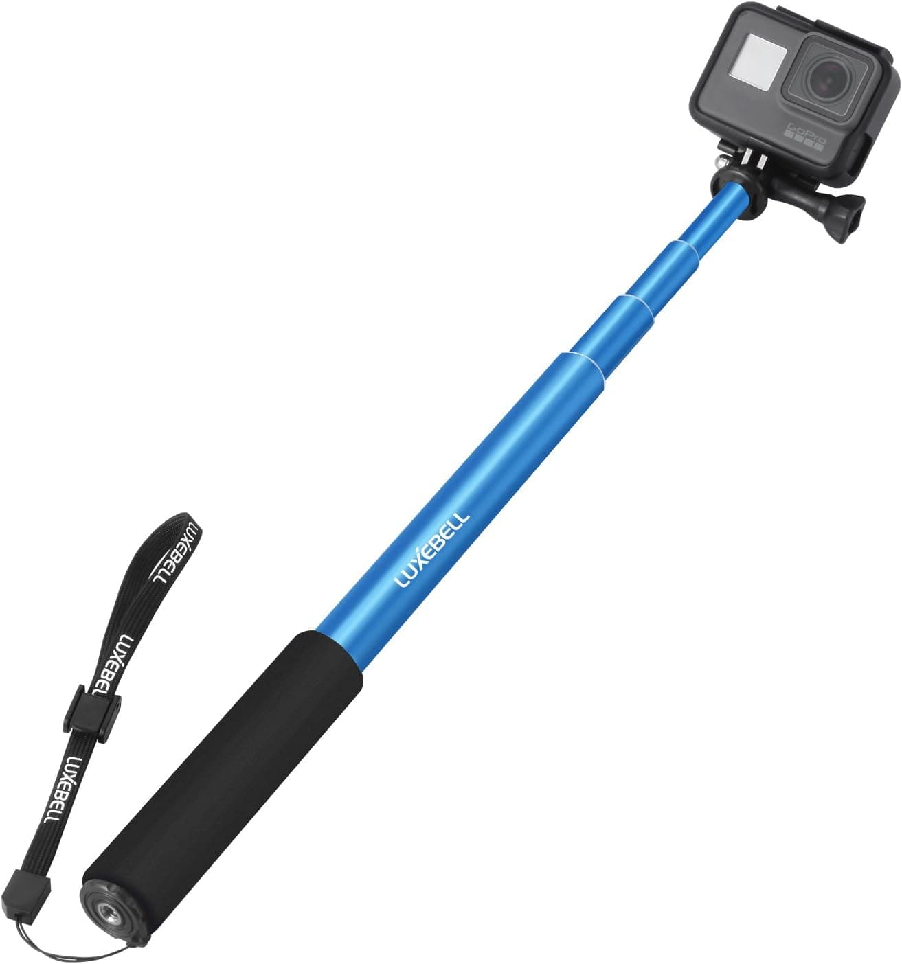 Luxebell Selfie Stick Adjustable Telescoping Monopod Pole for Gopro Hero 5, Session 5, Hero 4/3+/3/2, 40" (Blue)