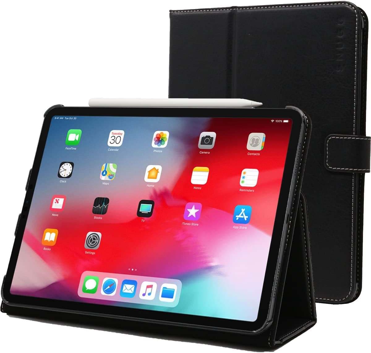Snugg iPad Air 5th Generation Case Case/iPad Air 4th Generation Case/iPad Pro 11 Case - Leather Case with Stand, Magnet Closure, Protected Corners and Auto Sleep/Wake Function - Blackest Black