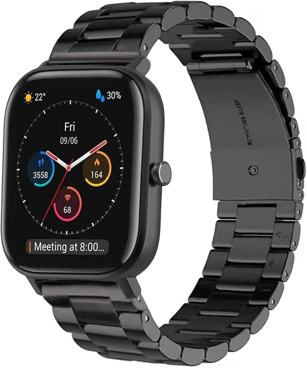 ViCRiOR Bands Compatible with Amazfit GTS/GTS 2 /GTS 2 Mini/GTS 2e /GTS 3 /GTS 4 Mini/GTS 4, Solid Stainless Steel Metal Replacement Bracelet Strap for Amazfit Bip 3 Pro/Bip/Bip U Pro