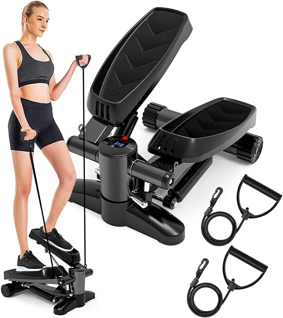bubbacare Mini Steppers for Exercise, Portable Mini Stair Stepper Exercise Equipment for Home with Resistance Band & Calories Display & Non-Slip Mat,Aerobic Step Fitness Machines for Office Workout