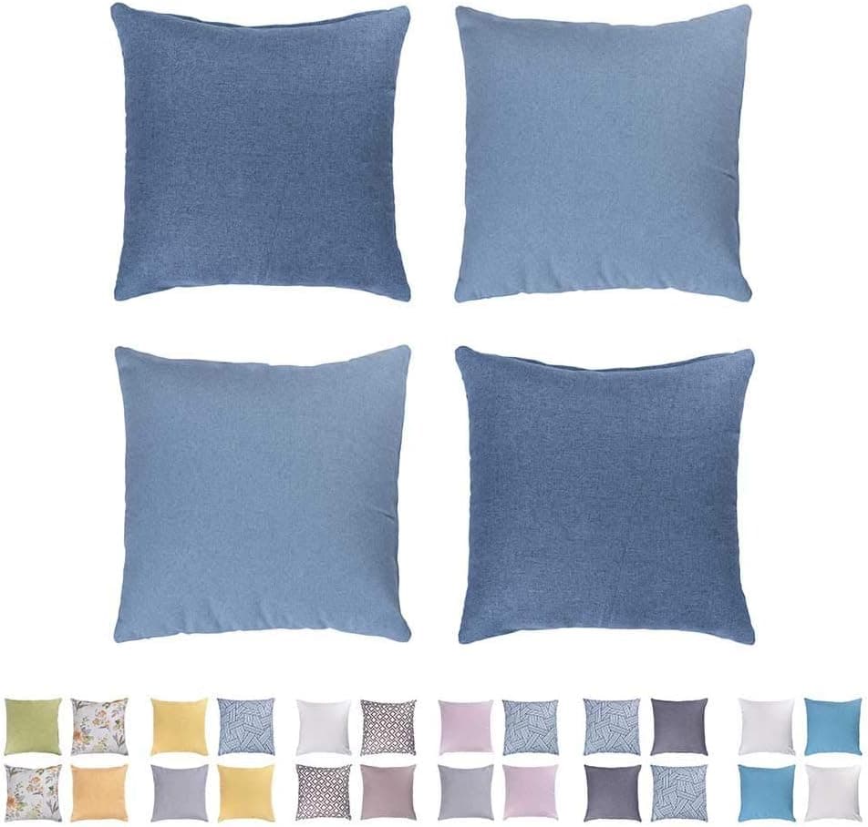 Folixitar Decorative Throw Pillow Covers Bed Sofa Pillowcase Covers Zipper, Decorative Pillow Covers for Couch 18x18, Sofa Decorative Pillows Cases Set of 4 Navy Blue
